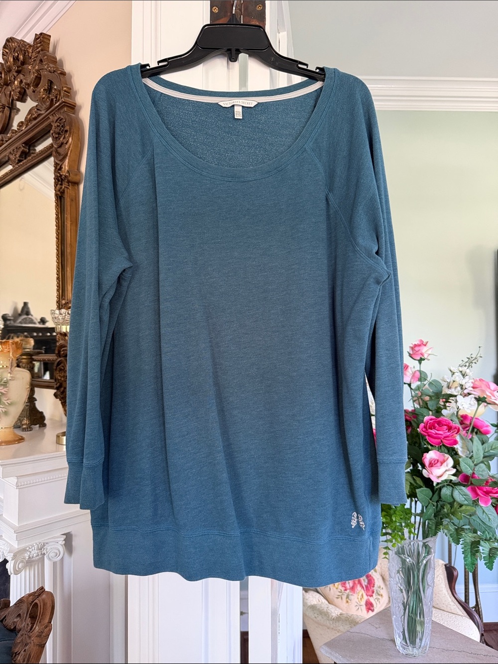Cozy Blue Long-Sleeve Scoop Neck sweatshirt by Victoria's Secret, size XL